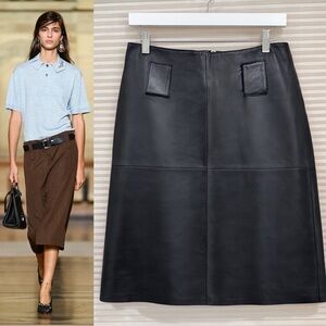 VS2  Genuine Leather Pencil Midi Skirt in Black Size 8